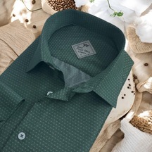 Pamuklu Oxford Uzun Kollu Unisex Gömlek Slim Fit Yeşil