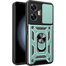 Uray Store Realme C55 Kılıf Pars Lens Yüzüklü Silikon - Yeşil