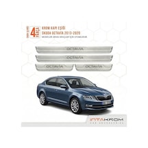 Skoda Octavia 2013-2020 Uyumlu Satine Krom Kapı Koruma Eşiği 4 Pa