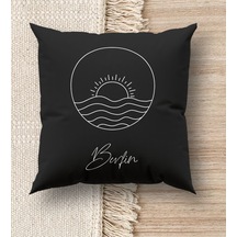 Bk Gift Kişiye Özel İsimli Premium Kumaş Siyah Kırlent Yastık, Ev Hediyesi, Ev Dekorasyonu, Dekoratif Hediye-5