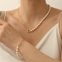 925 Ayar Gümüş Creamrose Tatlı Su İncisi Set-7.50mm