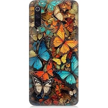 Xiaomi Mi 9 Uyumlu Pastel Renkli Kelebekler Desenli Silikon Kılıf