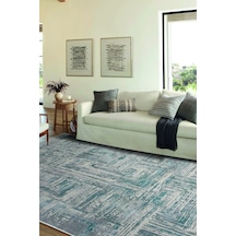 Madrid 1005 Mavi Halı Kilim Kaymaz Taban Salon Mutfak Kesme Yolluk Makine Halısı Mavi