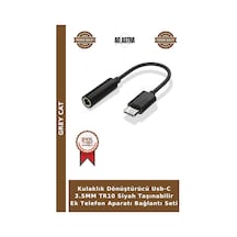 Kulaklık Dönüştürücü Usb-c 3.5mm Tr10 Siyah Taşınabilir Ek Telefon Aparatı Bağlantı Seti