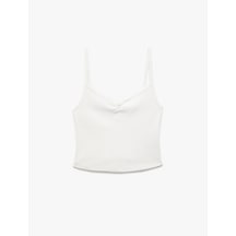 Koton Pamuklu V Yaka Askılı Pijama Üstü Beyaz 5slk90010mk Beyaz