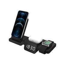 Butu C100 Watch   İçin Kısılabilir Zaman Göstergeli Çok Fonksiyonlu Kablosuz Şarj Cihazı