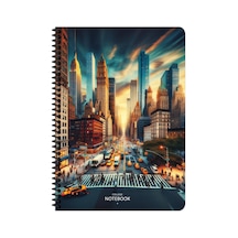Keskin A4 Kareli Pp Kapak City Spiralli Defter - New York Çok Renkli
