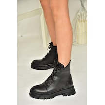 Fox Shoes T555102903 Siyah Hakiki Deri Alçak Topuklu Kadın Bot Siyah