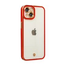 Apple Uyumlu iPhone 14 Plus Uyumlu Kılıf Liva Lens Silikon - Kırmızı
