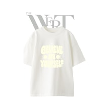 Thewert Groovy Believe Tasarım Baskılı Ünisex Beyaz Oversize T-shirt