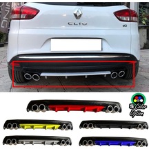 Renault Clio Mk4 Sw Uyumlu Yuvarlak Egzozlu Siyah Difüzör Difizör Çiftli Egzoz Görünüm Arka Ek