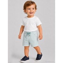 Civil Baby Çizgili 6-18 Ay Şort - Yeşil Petrol