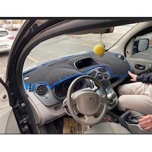 2009-2020 Modellerine Uygun Renault Kango 3 Torpido Koruma Halısı Siyah Kenar Renk Mavi
