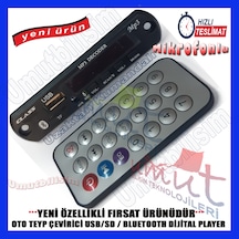Bluetoothlu Araç Oto Teyp Aux Usb Sd Tf Çevirici Dönüştürücü 12v N11.284