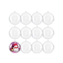 12 Adet 8cm Plastik Küre Fanus Kutu