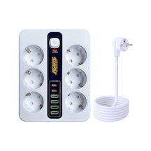 Akım Korumalı 6'lı Grup Priz 4 Usb'li Ve 2 Type-c Li 6'lı Grup Priz 2 M Kablo Çocuk Korumalı 2 M