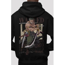 Sevbano Wanted Roronoa Zoro One Piece Anime Sırt Baskılı Unisex Oversize Siyah