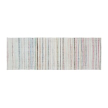 El Dokuması Vintage Yün-pamuk Çizgili Çaput Halı 31672 108 X 310 Cm Çok Renkli