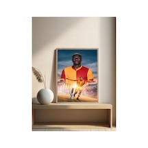Victor Osimhen Sarı Kırmızı Futbol Tablo Doğal Ahşap Çerçeveli Çok Renkli - 867699193 Çok Renkli