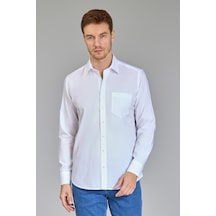 Bisse Klasik Spor Yaka Uzun Kollu Regular Fit Beyaz Erkek Gömlek Gmkls4ksp242049 D01 Beyaz