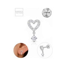 Kalp Zirkon Taşlı Sallantılı Titanyum Piercing Helix Kulak Flat Inner Conch Tragus Piercing çok renkli