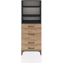 Arges Dolap 3 Raflı 4 Çekmeceli 60x30x163 Antrasit-çam Antrasit