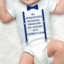 Harmandar Sünnet Oldum Erkekliğe İlk Adım Baskılı Çıtçıtlı %100 Organik Pamuk Bebek Body Zıbın Beyaz