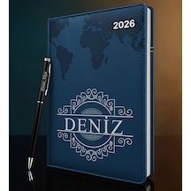 Bk Gift Kişiye Özel İsimli Termo Sert Kapak 2026 Lacivert Ajanda & Kalem -12, Öğretmenler Günü Hediyesi, Yeni İş Hediyesi 35330 Bk Gift Renkli