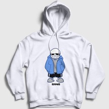 Presmono Unisex Blue Coat Sans Undertale Kapüşonlu Sweatshirt Beyaz