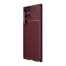 Samsung Galaxy Uyumlu S25 Ultra Kılıf Auto Focus Karbon Kapak - Bordo