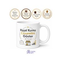 Hayal Kurma Cesaretini Göster Yazılı Küçük İşletme Sahibi İngilizce Çay Kupası Hediye Beyaz / Çok Renkli