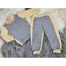 Mj Kids Kız Erkek İkili Eşofman Takımı Bej