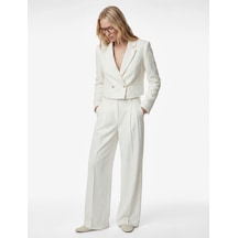 Koton Slim Fit Uzun Kollu Düğmeli Kruvaze Crop Tüvit Ceket Kırık Beyaz 6sak50029uw Ekru