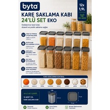 12'li Kare Erzak Saklama Kabı Seti 12x1,9 L Kapaklı Plastik Gıda Saklama Kabı Şeffaf Mutfak Düzenleme Seti Şeffaf