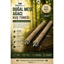 Mutlu Kuşlar Serisi / Doğal Ağaç Kuş Tüneği / 2 Adet - 35/45cm