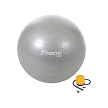 Ayla Stand 65 Cm Pilates Topu, Kalın Yoga Egzersiz Topu, Pompalı, Gri