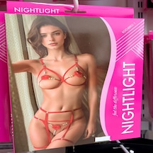 Night Light Nightlight İnci Ve Gül Detaylı Jartiyer Kırmızı