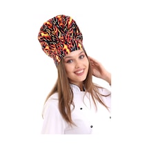 Alev Desenli Aşçı Mantar Şapka - Unisex-Standart-Tek Parça