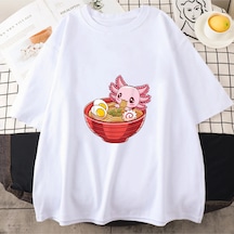 Tarzsokak Beyaz Pembe Axolotl Harajuku Kawaii/sevimli Bahar Ve Yaz Kısa Beyaz