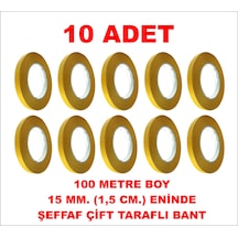 Çift Taraflı Şeffaf Bant 100 M. 15 Mm 10 Adet