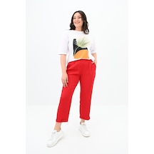 Kadın Büyük Beden Baskı Detaylı T-shirt Takım 8105-24 001
