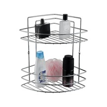 Banyo Köşe Rafı 2 Katlı Şampuanlık Duvara Monte Gümüş