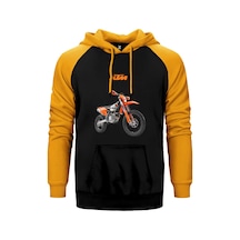 Ktm 500 Exc Enduro Motorcycle Sarı Renk Reglan Kol Kapşonlu Sweatshirt Sarı