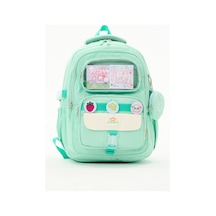 Yeşil Kız Çocuk İlkokul Okul Çantası Kawaii Çok Bölmeli Rozetli Sırt Çantası