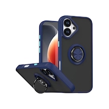 Mey İthalat Apple Uyumlu iPhone 17 Montreal Yüzüklü Silikon Kapak - Lacivert