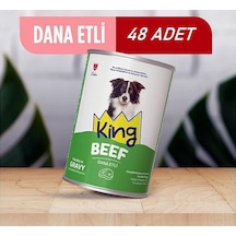 King Sos İçerisinde Et Parçacıklı Dana Etli Köpek Konservesi 400 Gr 48 Adet