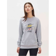 Pubg Erangel Baskılı Gri Kadın Sweatshirt