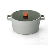 0128 D-neog226d Fıka Cam Kapaklı Alumınyum Dokum Derın Tencere 26cm Grı