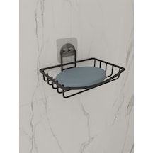 Suntel Sabunluk Banyo Mutfak Lavabo Metal Sabunluk Yapışkanlı Mat Siyah