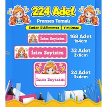Prenses Temalı Okul Kreş Kişiye Özel İsim Etiket Seti - Model 301 Çok Renkli